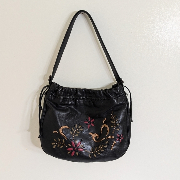 I. Malatesta Gorgeous Embroidered Italian Leather Drawstring Bag 13 1/2”x10”x2” - Picture 1 of 10